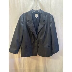 Halogen Women’s Pinstripe Blazer Jacket – Size 12 – Gray Tailored Street-Style